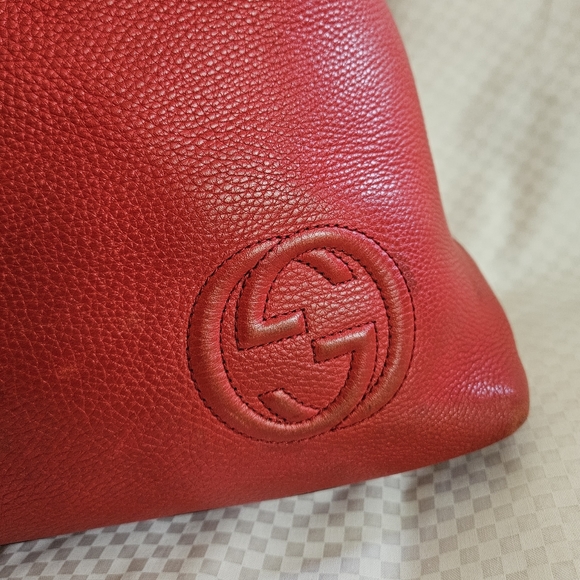 Vintage Gucci Red Leather Luxury Large Tote Handbag - Picture 3 of 16